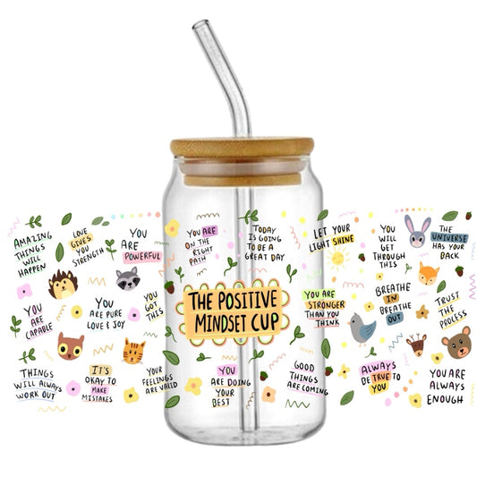 Positive Mindset - 16oz Glass Tumbler
