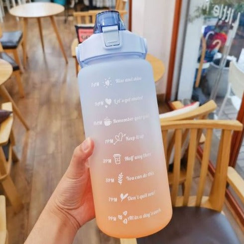 Motivational Frosted Water Bottle - Purple + Blue