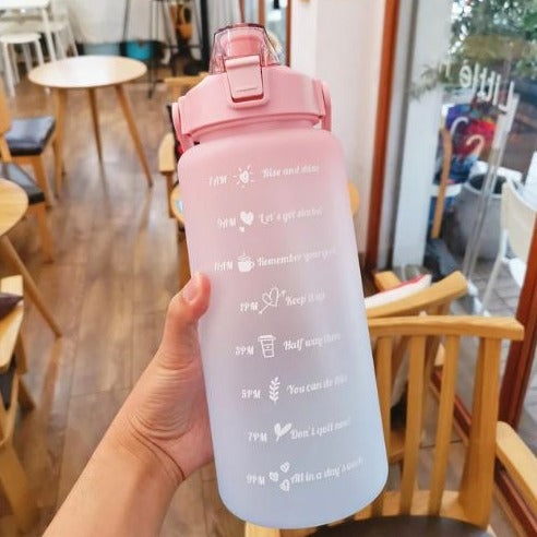 Motivational Frosted Water Bottle - Orange + Blue